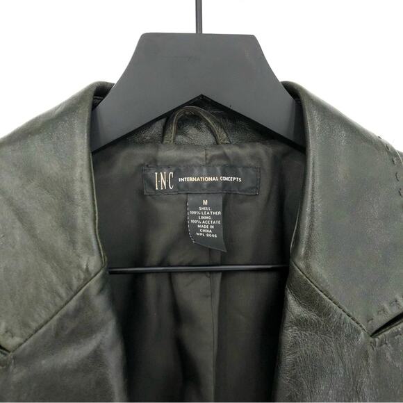 VTG INC International Concepts Leather Jacket Deep Green M - Picture 4 of 10